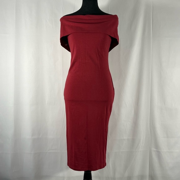 Heart & Hips Dresses & Skirts - Off the shoulder Bodycon dress,red, sleeveless,Large, maroon, brick red